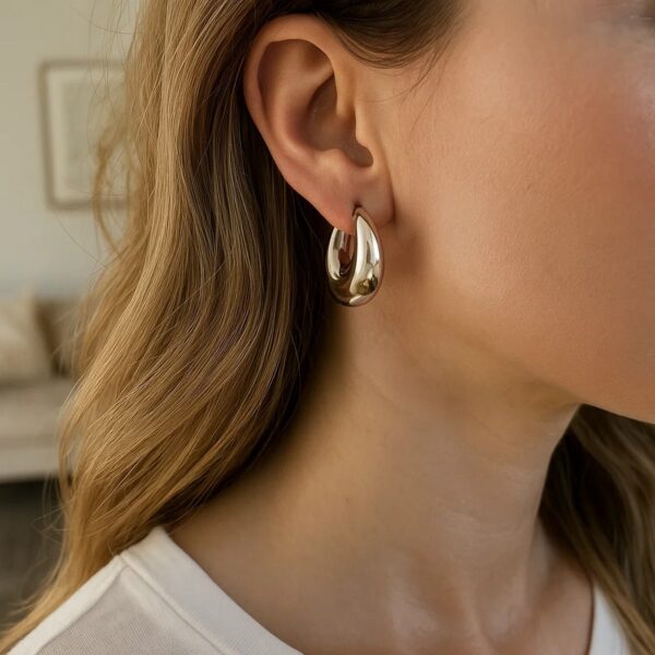 Sterling Silver Sculptural Crescent Hoop Earrings - alternate view 3