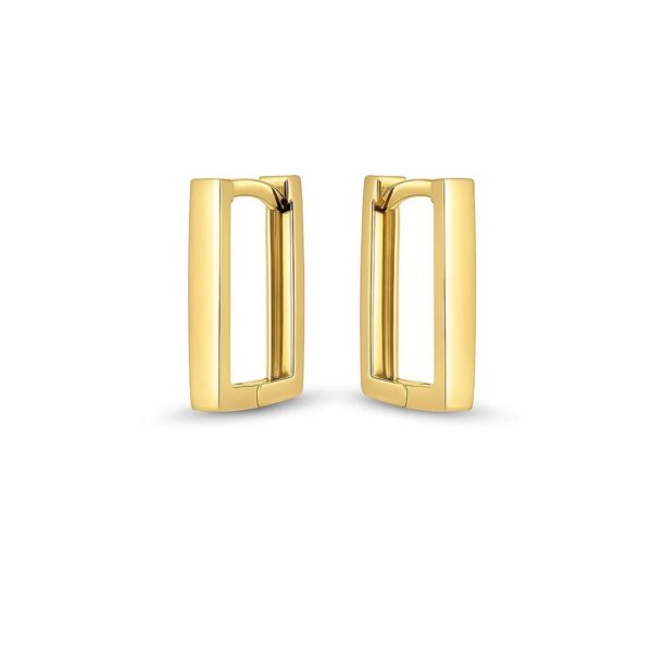 14k Yellow Gold Rectangle Huggie Hoops - alternate view 2