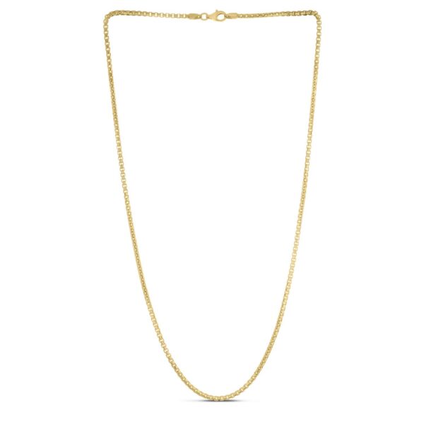 Sterling Silver Yellow Gold Plated Round Box Chain (2.10 mm) - alternate view 3