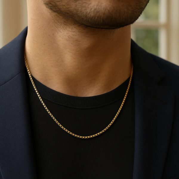 Sterling Silver Yellow Gold Plated Round Box Chain (2.10 mm) - alternate view 5