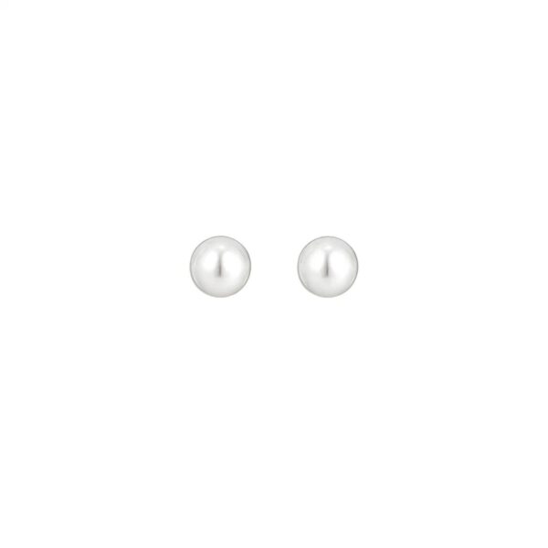 White Freshwater Cultured Pearl Stud Earrings in 14K White Gold (4.00 mm) - alternate view 2