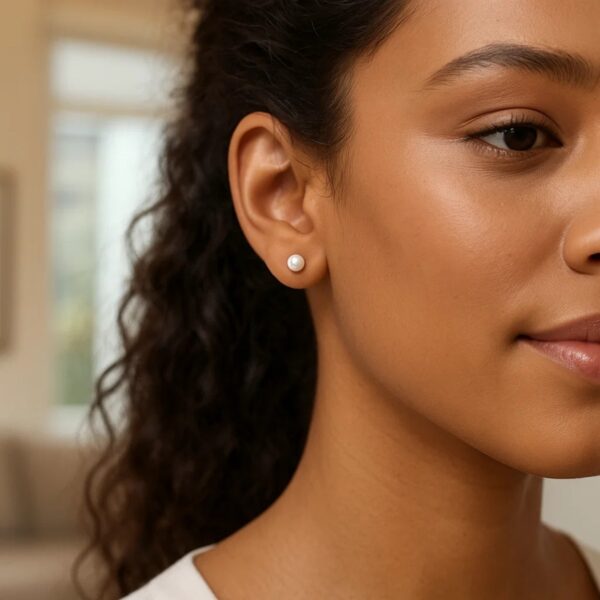 White Freshwater Cultured Pearl Stud Earrings in 14K White Gold (4.00 mm) - alternate view 4