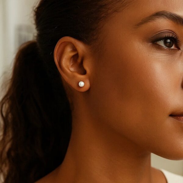 White Freshwater Cultured Pearl Stud Earrings in 14K White Gold (4.00 mm) - alternate view 5