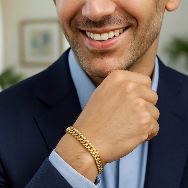 14k Yellow Gold Classic Miami Cuban Solid Bracelet (6.10 mm) - alternate view 3
