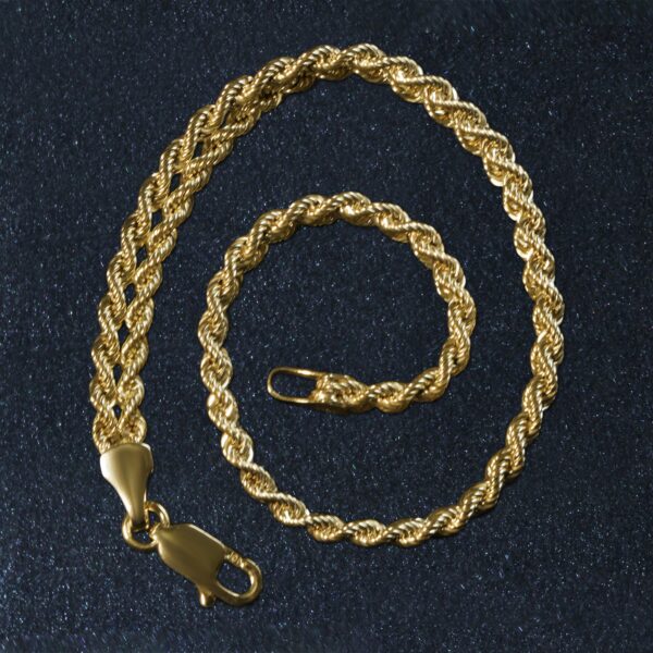 Double Rope Chain Bracelet in 10k Yellow Gold (2.10 mm) - alternate view 4