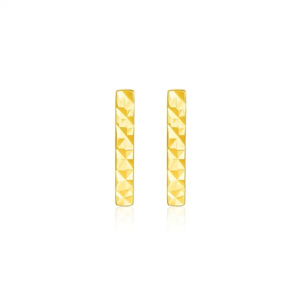 14k Yellow Gold Textured Bar Earrings