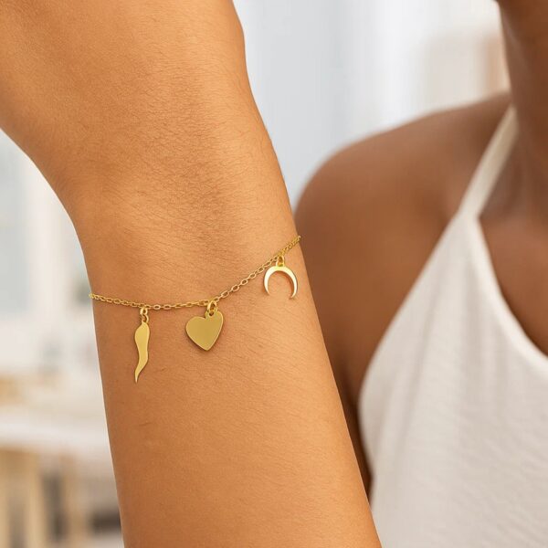 14k Yellow Gold 7 inch Bracelet with Polished Charms - alternate view 4