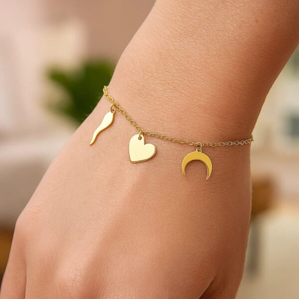 14k Yellow Gold 7 inch Bracelet with Polished Charms - alternate view 5