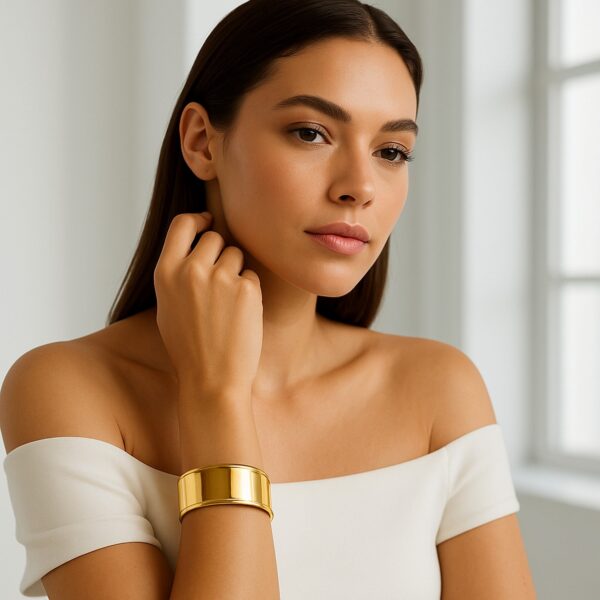 Designer Classic Cuff Bangle in 14K Yellow Gold (20.40 mm) - alternate view 3