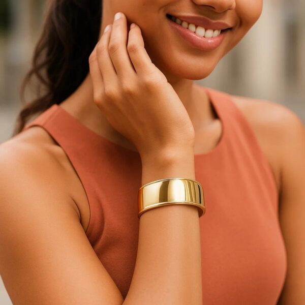 Designer Classic Cuff Bangle in 14K Yellow Gold (20.40 mm) - alternate view 4