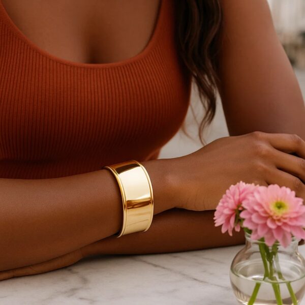 Designer Classic Cuff Bangle in 14K Yellow Gold (20.40 mm) - alternate view 5