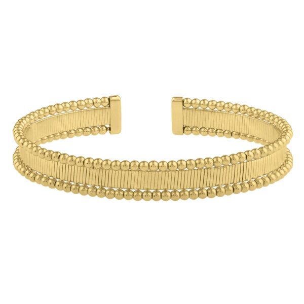 Smooth Surface Pallina Cuff Bangle in 14K Yellow Gold (9.00 mm) - alternate view 2