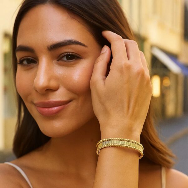 Smooth Surface Pallina Cuff Bangle in 14K Yellow Gold (9.00 mm) - alternate view 3