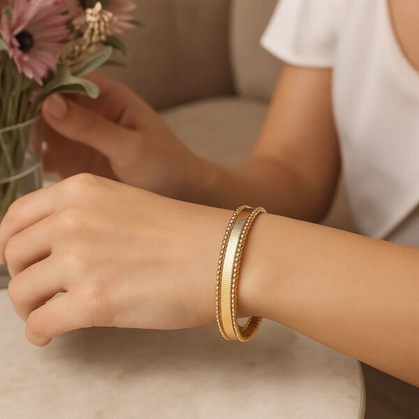 Smooth Surface Pallina Cuff Bangle in 14K Yellow Gold (9.00 mm) - alternate view 5