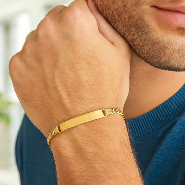 14K Yellow Gold Lite Cuban ID Bracelet (6.00 mm) - alternate view 2