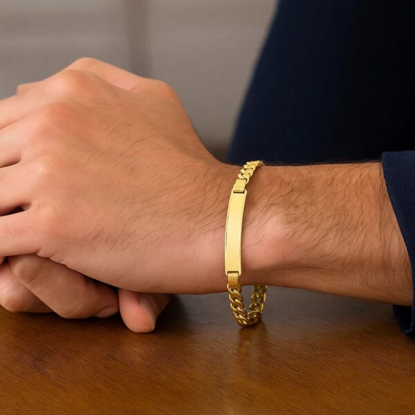 14K Yellow Gold Lite Cuban ID Bracelet (6.00 mm) - alternate view 4