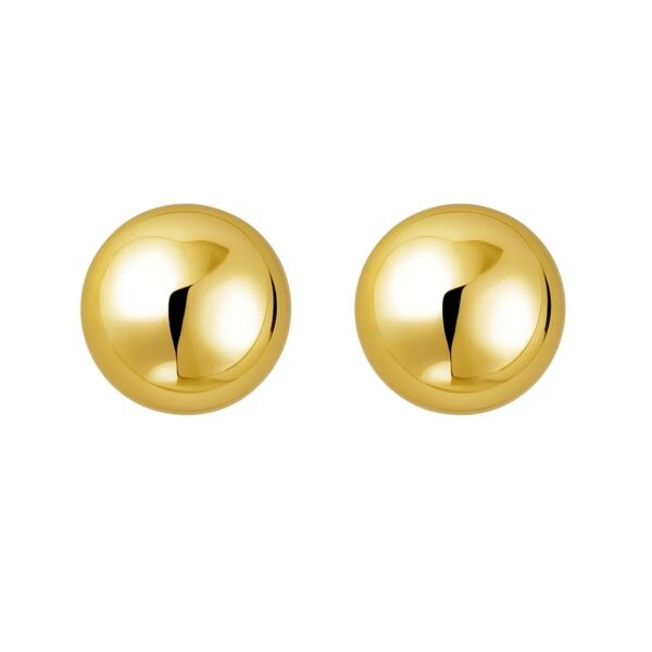 Sterling Silver Yellow Gold Plated Puffed Button Omega Earrings - alternate view 2