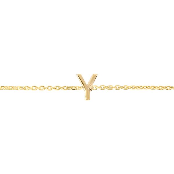 14K Yellow Gold Mini Initial Y Bracelet - alternate view 3
