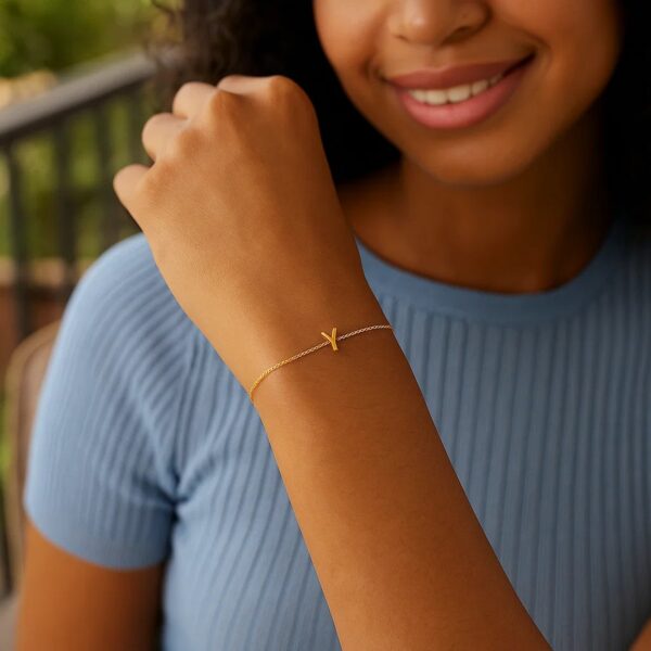14K Yellow Gold Mini Initial Y Bracelet - alternate view 5