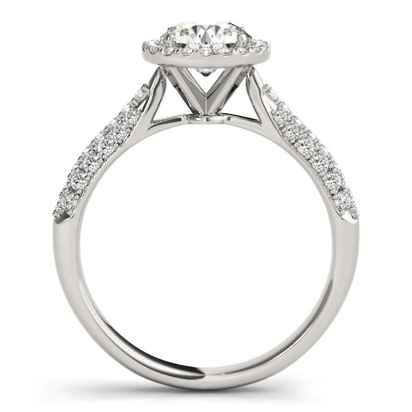 14k White Gold Halo Diamond Engagement Ring with Pave Band (1 1/3 cttw) - alternate view 4