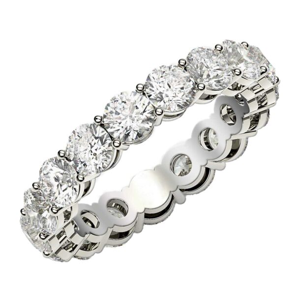 Round Cut Lab Grown Diamond Eternity Ring in 14k White Gold (3 cttw FG/VS2) - F-G