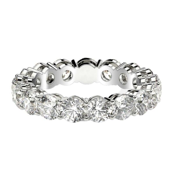 Round Cut Lab Grown Diamond Eternity Ring in 14k White Gold (3 cttw FG/VS2) - F-G - alternate view 2