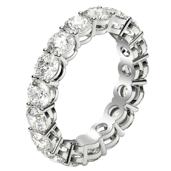 Round Cut Lab Grown Diamond Eternity Ring in 14k White Gold (3 cttw FG/VS2) - F-G - alternate view 4