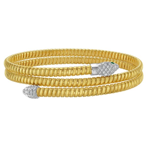 14K Yellow Gold Snake Style Tubogas Bangle (3.90 mm) - I - alternate view 2