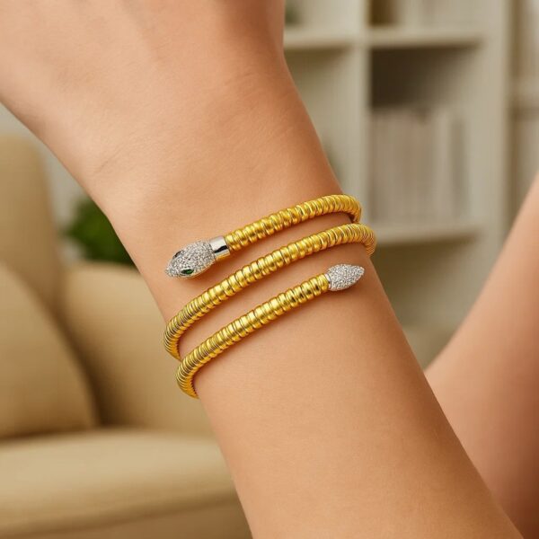 14K Yellow Gold Snake Style Tubogas Bangle (3.90 mm) - I - alternate view 3