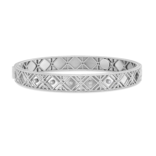 14K White Gold Diamond Vannerie Bangle - alternate view 2