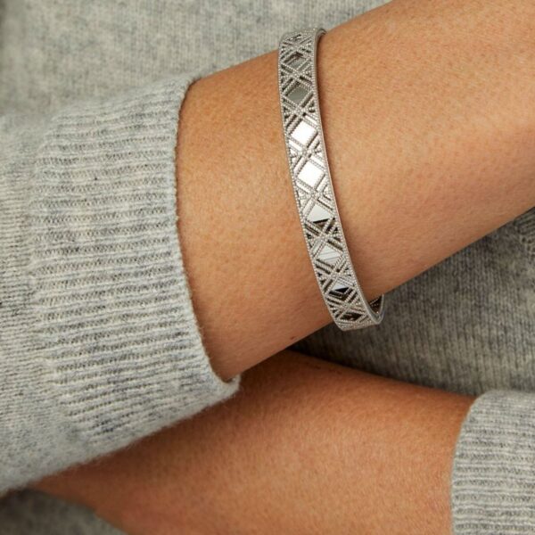 14K White Gold Diamond Vannerie Bangle - alternate view 3