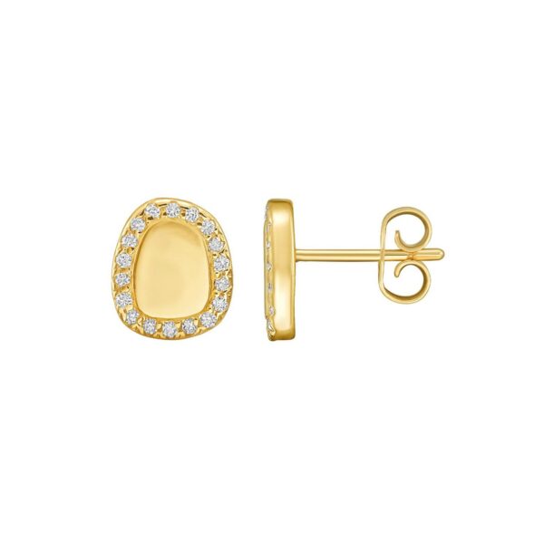 14K Yellow Gold Diamond Freeform Cushion Earrings - alternate view 2