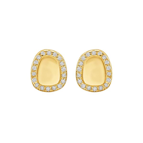 14K Yellow Gold Diamond Freeform Cushion Earrings - alternate view 3