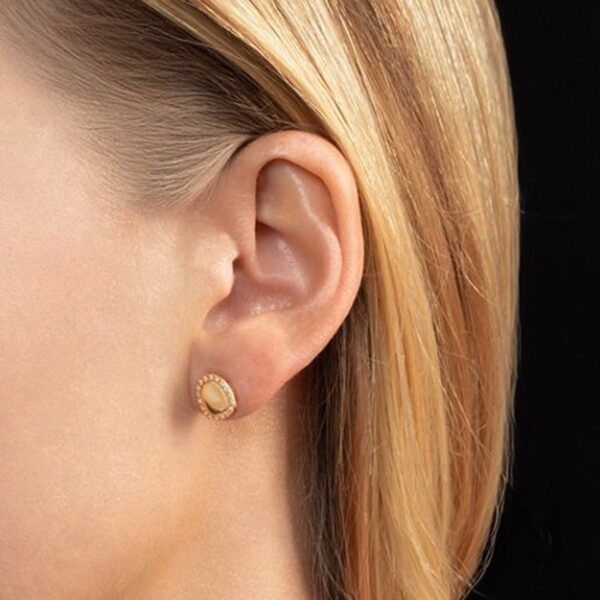14K Yellow Gold Diamond Freeform Cushion Earrings - alternate view 4