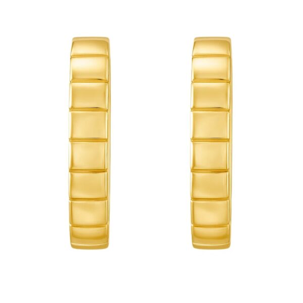 14K Yellow Gold Fancy Oval Hoop Earrings - alternate view 2