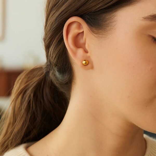 10k Yellow Gold Round Stud Earrings (6mm) - alternate view 5