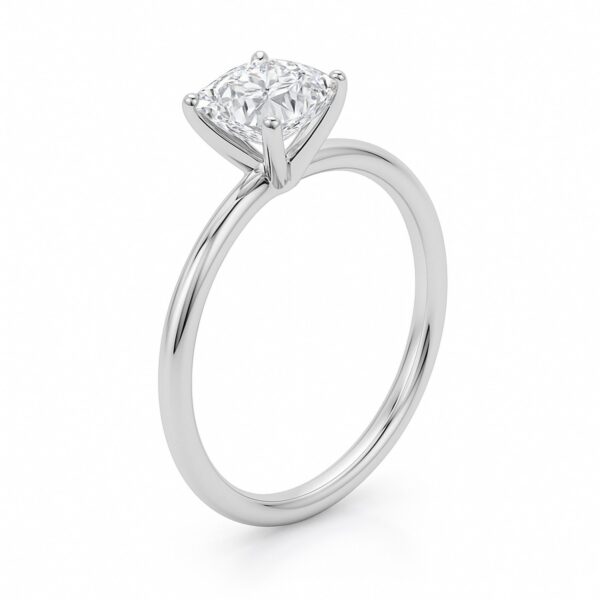 1 Carat Cushion Lab Grown IGI G/VS1 Diamond Solitaire Ring in 14K White Gold - alternate view 2