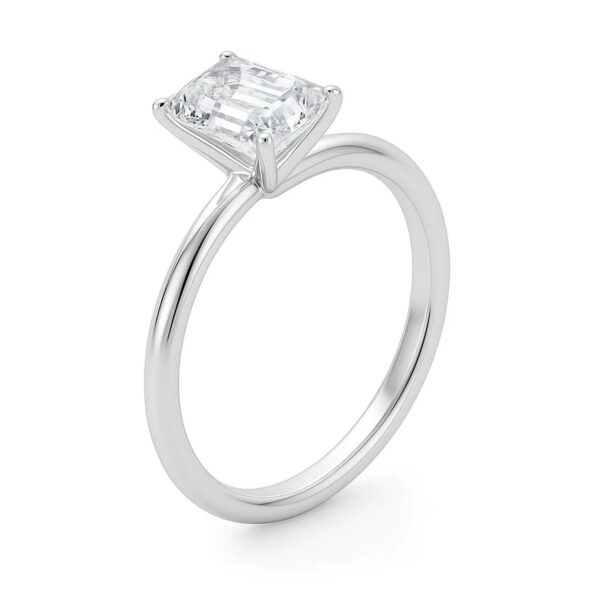 3 Carat Emerald Lab Grown IGI G/VS1 Diamond Solitaire Ring in 10K White Gold - alternate view 2