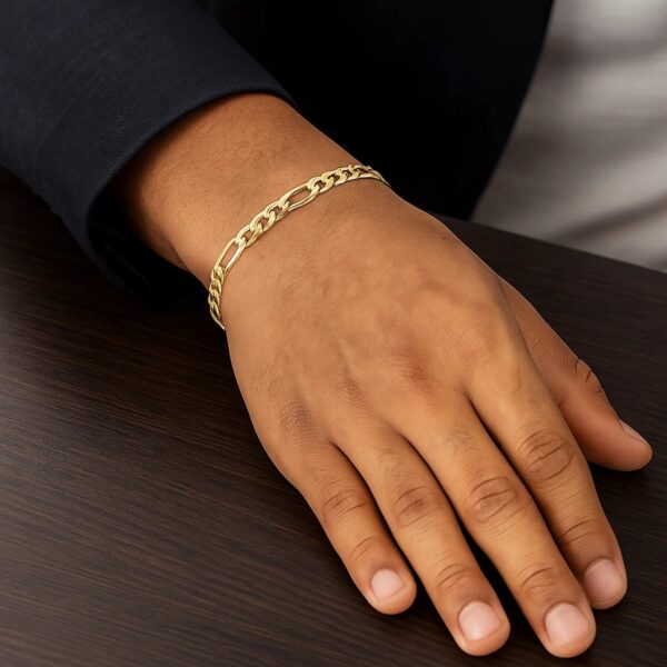 10k Yellow Gold Link Figaro Bracelet (5.30 mm) - alternate view 2