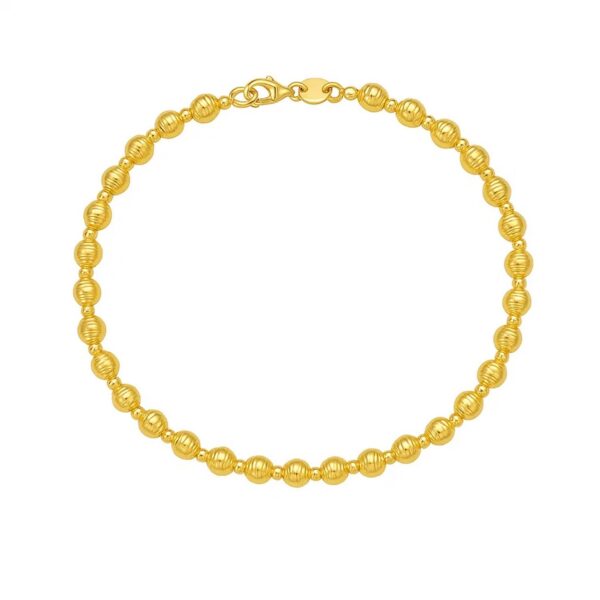 14K Yellow Gold Disco Diamond Cut Bead Bracelet (4.00 mm) - alternate view 2