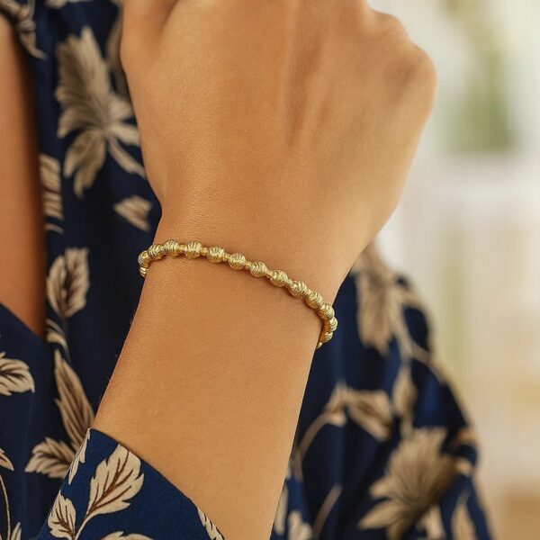 14K Yellow Gold Disco Diamond Cut Bead Bracelet (4.00 mm) - alternate view 3