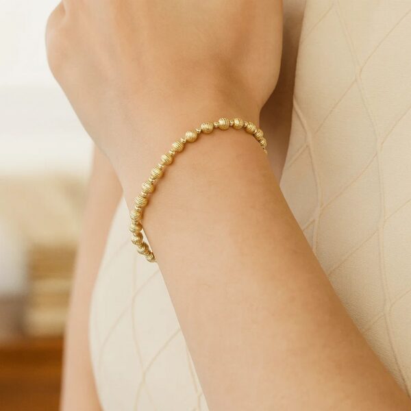 14K Yellow Gold Disco Diamond Cut Bead Bracelet (4.00 mm) - alternate view 4