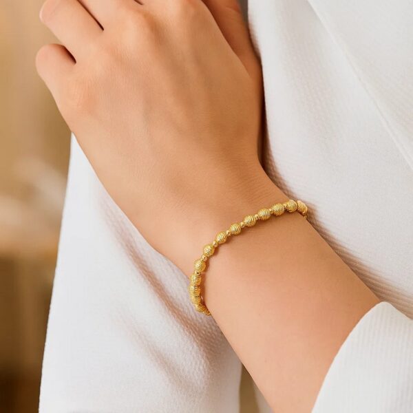14K Yellow Gold Disco Diamond Cut Bead Bracelet (4.00 mm) - alternate view 5