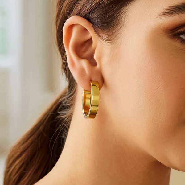Medium Tube Shaped Hoop Earrings in 14K Yellow Gold - alternate view 4