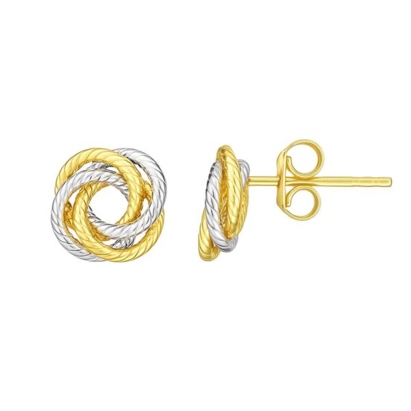 14k Two Tone Gold Love Knot Earrings - Two-Tone Gold