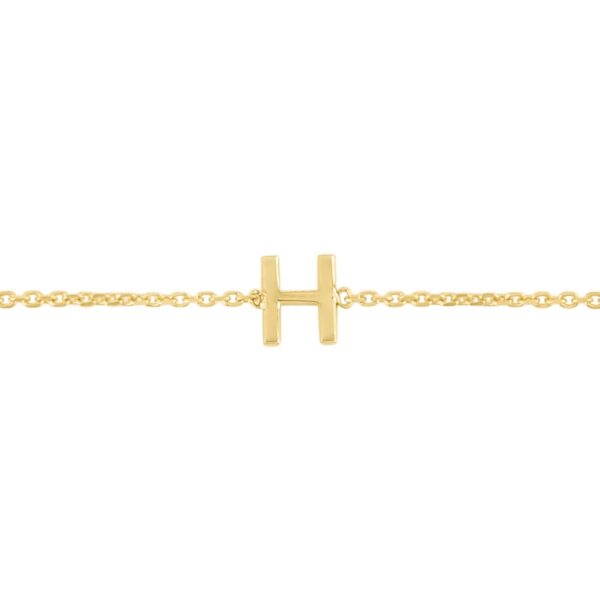 14K Yellow Gold Mini Initial H Bracelet - alternate view 2