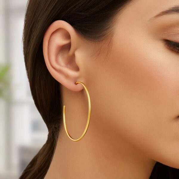 14k Yellow Gold Polished Hoop Earrings(1.5x50mm) - alternate view 2