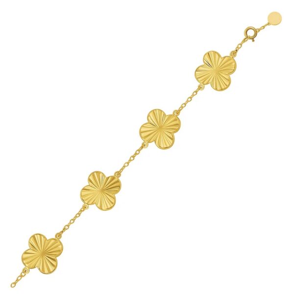 14K Yellow Gold Clover Bracelet - alternate view 2