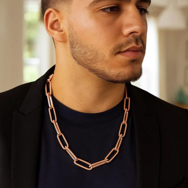 14K Rose Gold Wide Paperclip Chain (6.10 mm) - alternate view 5