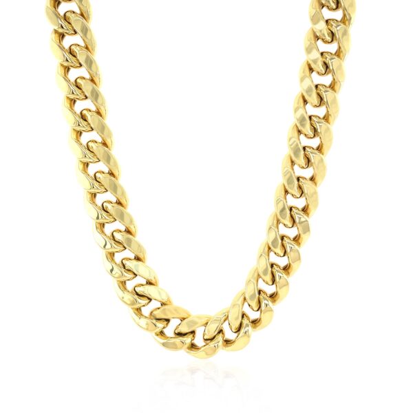 14k Yellow Gold Semi Solid Miami Cuban Chain (10.70 mm) - alternate view 2